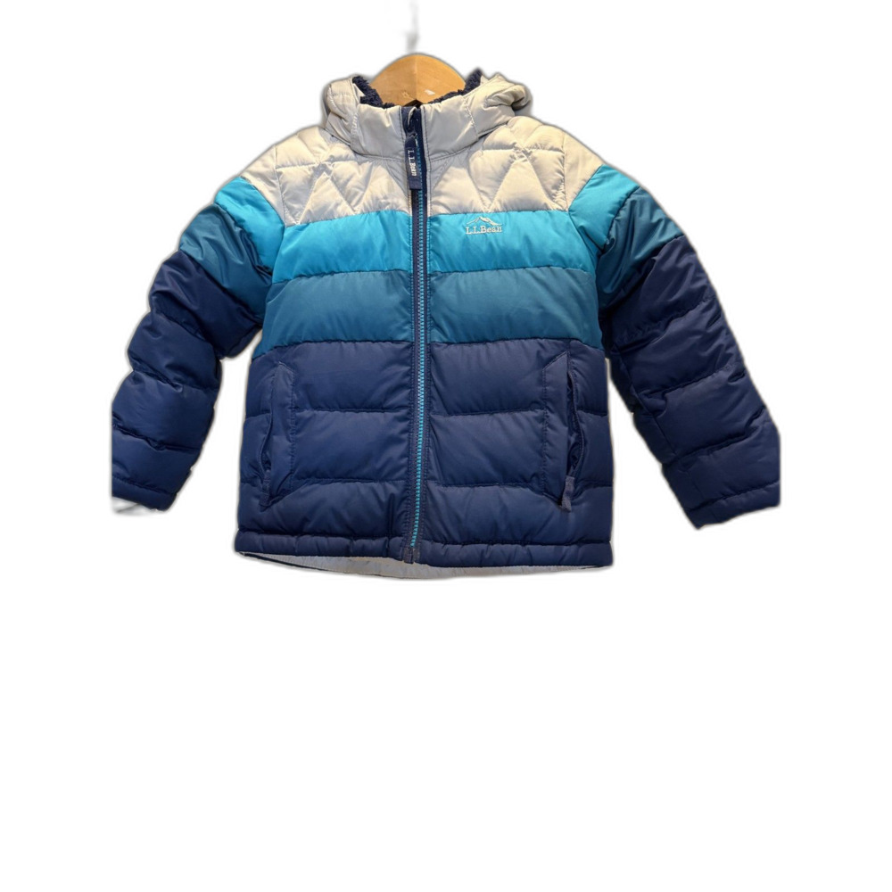 Kids' LL Bean Down Jacket, Colorblock Blue Small/4